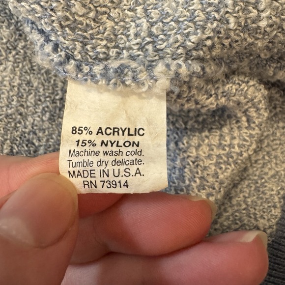 VTG! Alfred Dunner Blue White Plaid Preppy Button Up Knit Cardigan L USA 80s - Picture 4 of 15